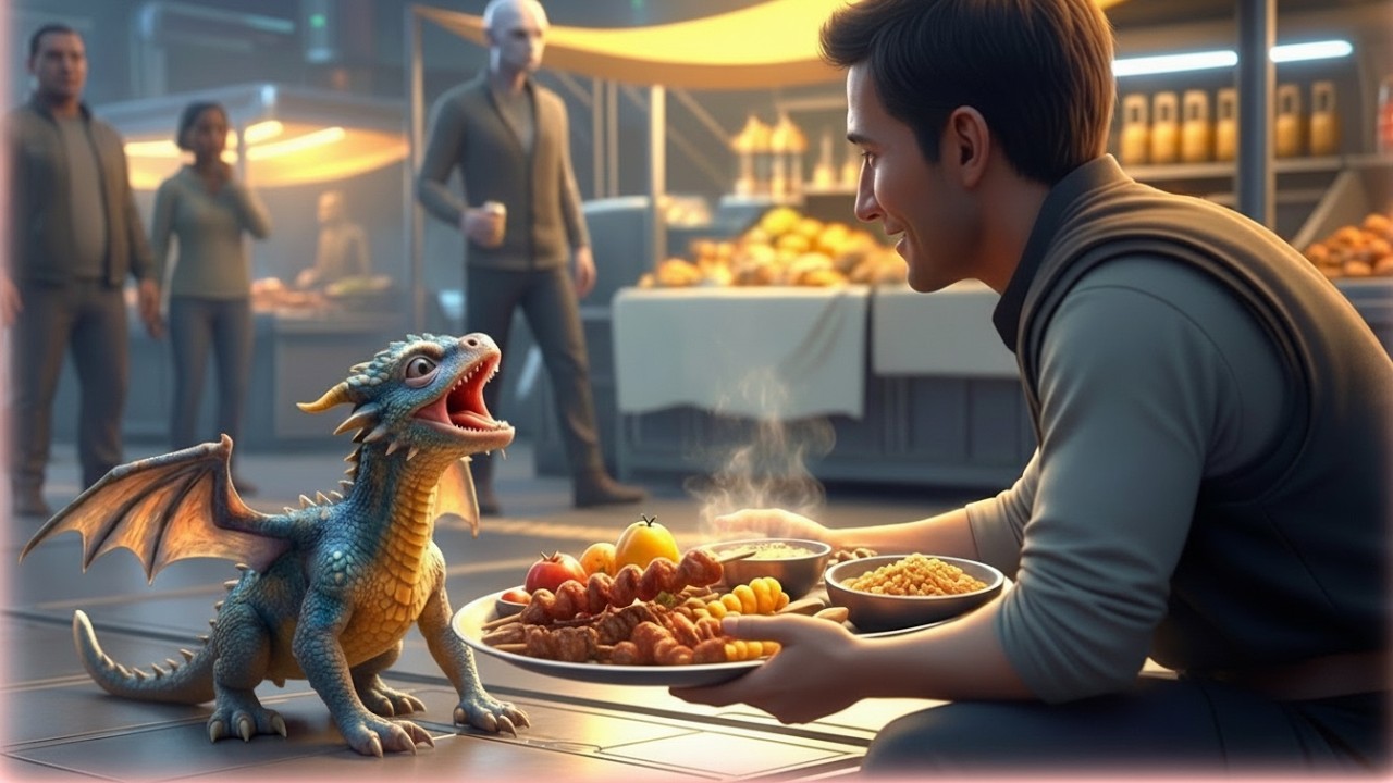 Sie verspotteten das hungrige Drachenmädchen – bis ein Mensch neben ihr kniete und sagte: „Teile....