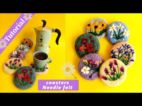 Tutorial for beginners, luxury handmade coasters from needle felt #art#diy