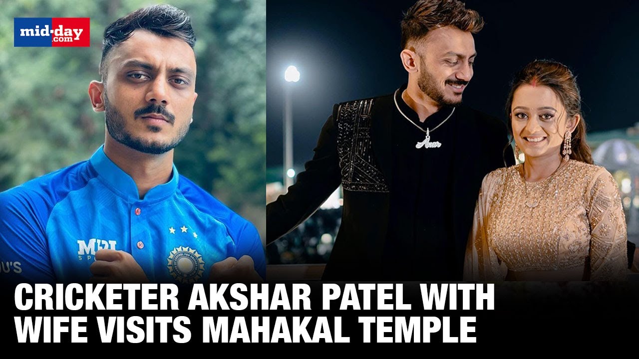 Indian Cricketer Akshar Patel And Wife Meha Patel Visit Mahakal Temple In Ujjain