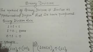 Ch-1 -Video Lecture on Binary Division, Class-7, Computer.