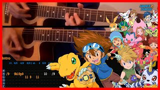 Digimon Adventure OP - Butter-Fly | Acoustic Guitar Lesson [Tutorial + TAB + CHORDS]