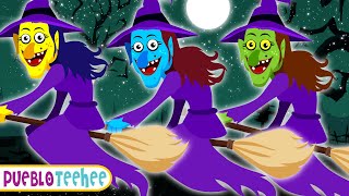 Tres Pequeñas Brujas De Colores🧙‍♀️ | Canciones Espeluznantes Para Niños | Pueblo Teehee