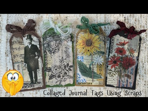 Layered Junk Journal Tags with Cardstock, Scraps & Sewing