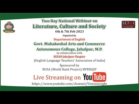 Two Day National Webinar on Literature, Culture and Society - Day 1 ...