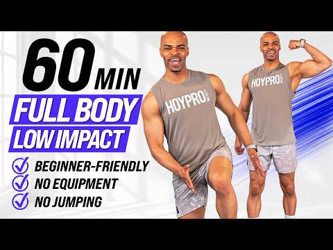 60 Min Low Impact Full Body Workout | Beginner Friendly, No Jumping