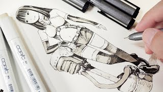 rough sketch : Character Design ラフスケッチとコピック試し描き