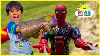 marvel avengers superhero toys helps ryan take back the gauntlet from thanos