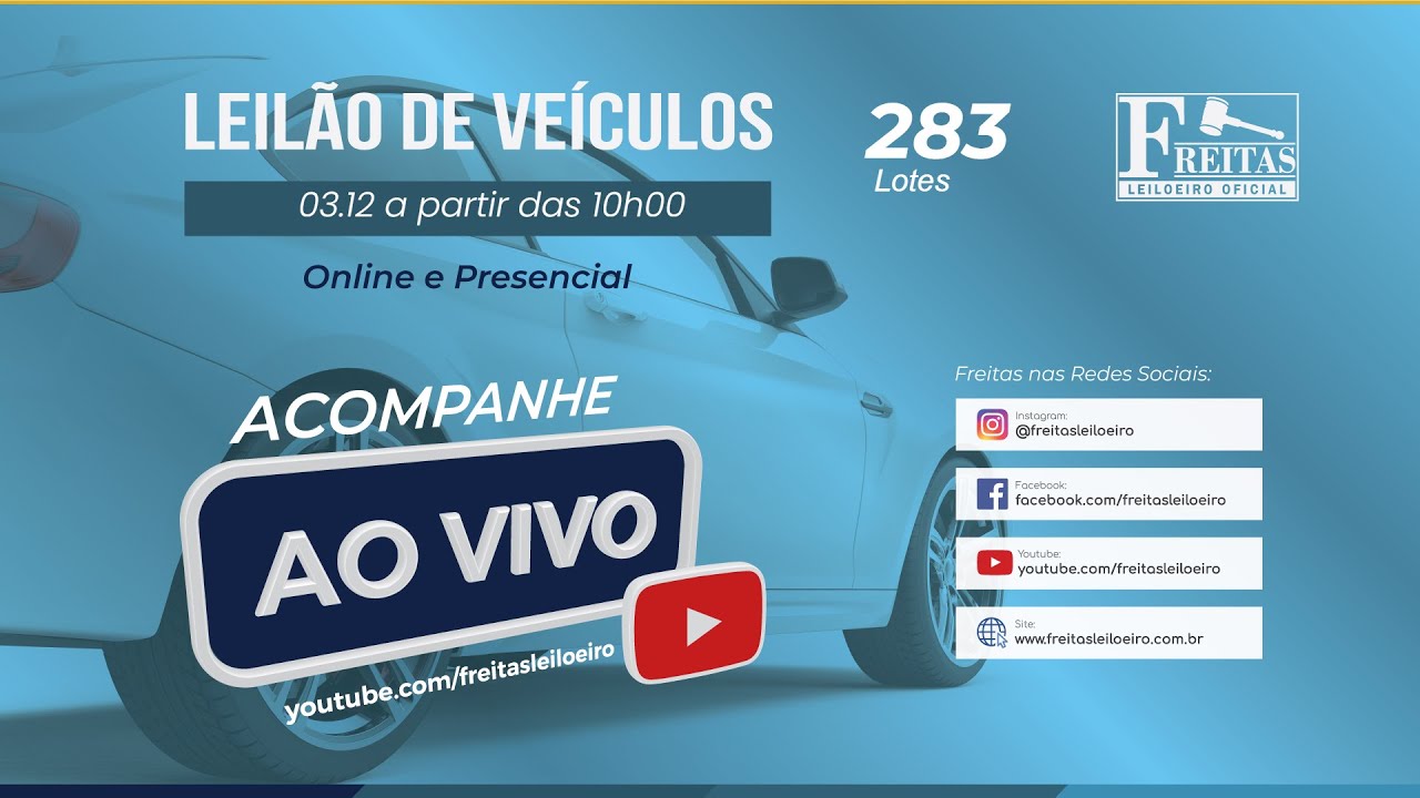 AO VIVO - Leilão Online de Veículos - Freitas Leiloeiro 03/12/2025