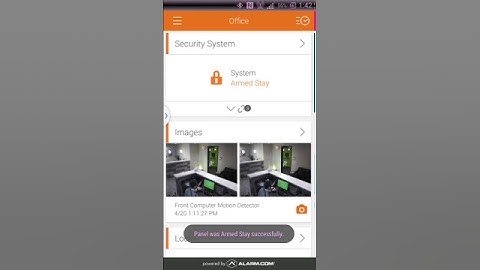 Alarm com app arming system