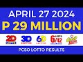 Lotto result today 9pm april 27 2024  complete details