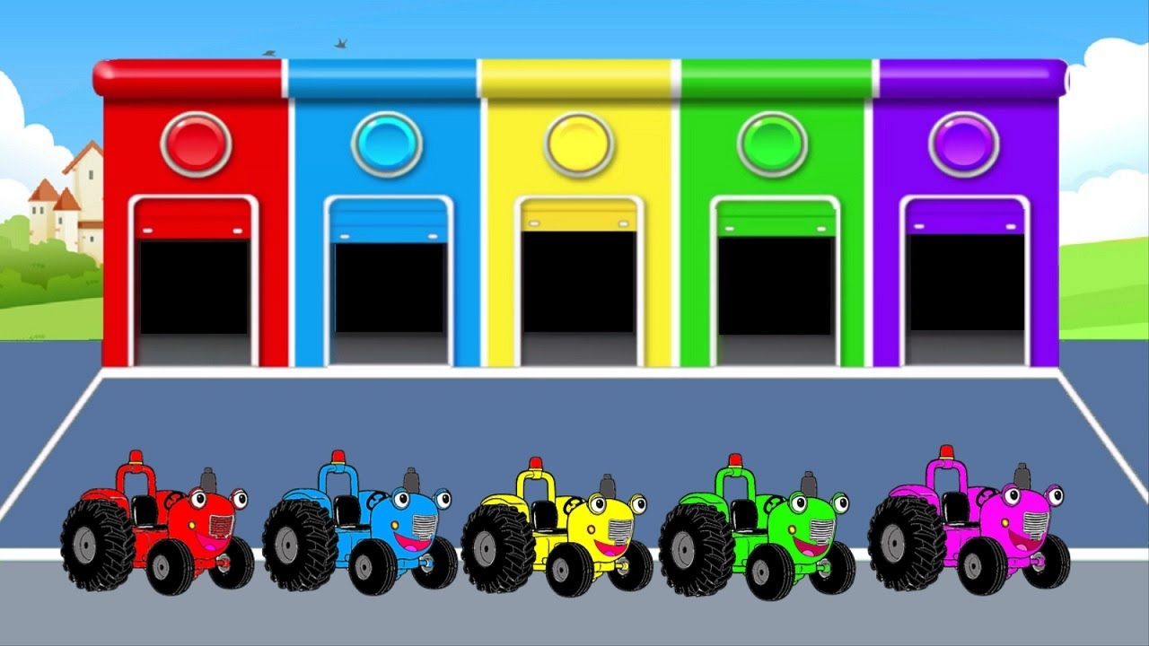 Красный и синий трактор. Синий трактор. Разноцветные тракторы для детей. Трактор синий трактор для малышей.