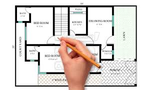 35X55 House design || 2d House Map || 7 Marla House plan || 1925 sft House design