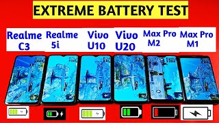 Realme C3 vs Vivo U10 vs Realme 5i vs Vivo U20 vs Max Pro M1 vs M2 | Battery Drain Test