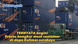 cara proses bongkar muat container dengan menggunakan alat berat atau kalmar,