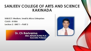 III BBA   SEM 6 MSME  UNIT 1  PART 2