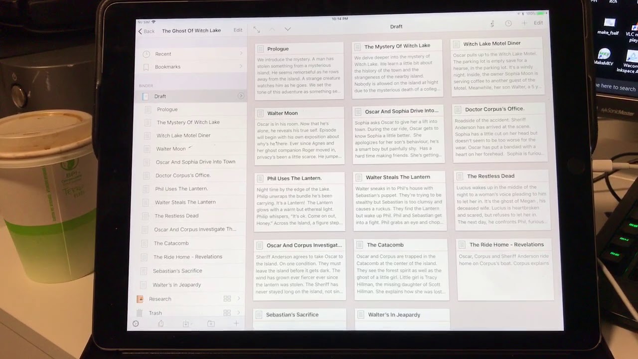 Using Scrivener to help plot out my story.