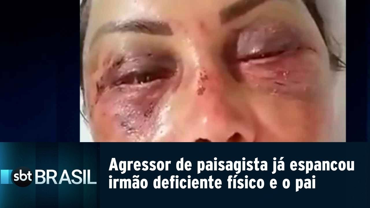 Agressor de Paisagista já espancou irmão deficiente físico e o pai | SBT Brasil (19/02/19)