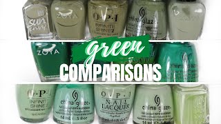 Green Polish Comparisons Elizabeth Anne
