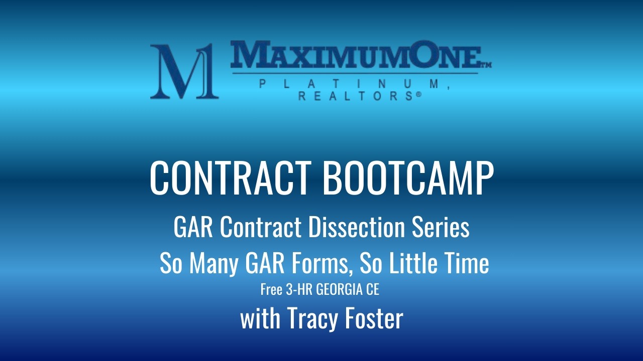 GAR Contract Dissection Series | HOA, Seller Disclosures & Back Up Offers | Tracy Foster CE Class