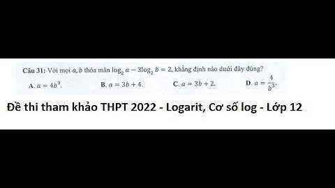 Gợi ý giải đề thi tham khảo THPT 2022 - Môn Toán - Câu 31: Với mọi a, b thỏa mãn log 2 a - 3 log 2 b