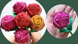 DIY Glitter Rose Foam Flowers Easy | How To Make Rose Flowers | Loyce Crafts