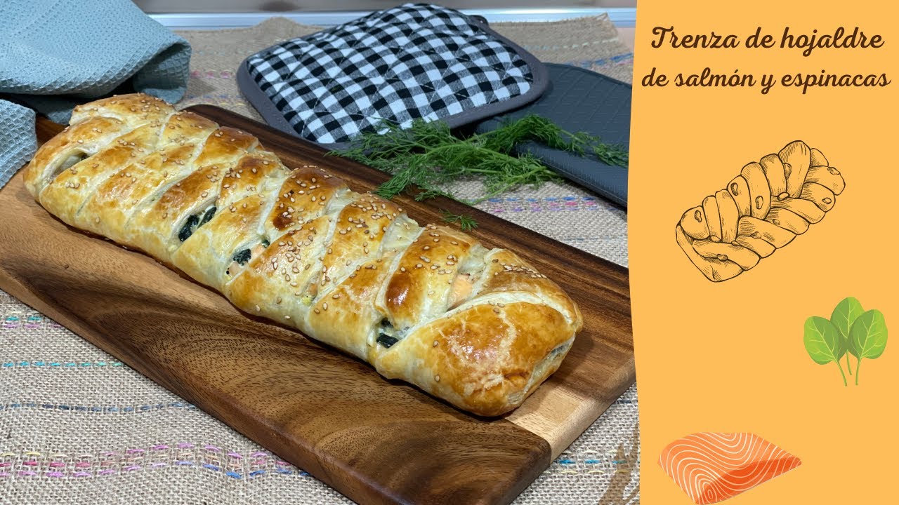 🥮  CÓMO HACER TRENZA de HOJALDRE con SALMÓN y ESPINACAS 🍃