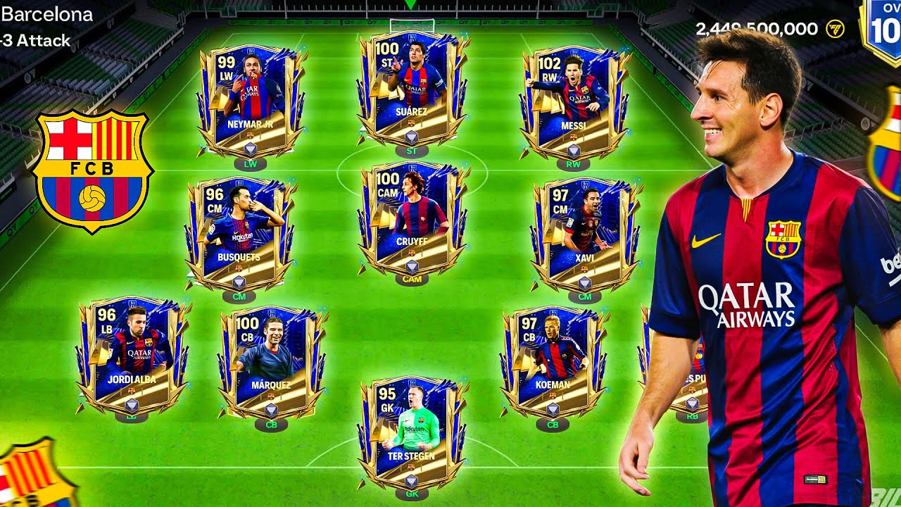 ⁣Barcelona - All Time Best Squad Builder! MSN Messi Neymar Suarez!! FC Mobile