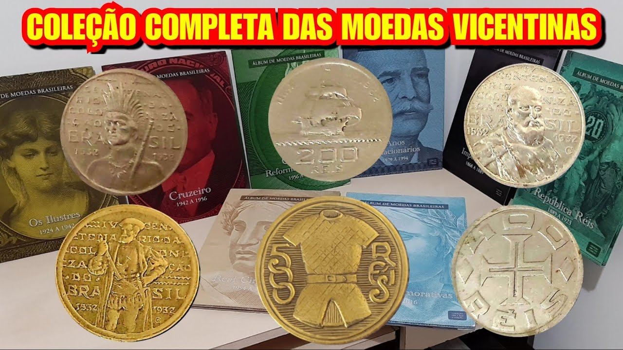 COLEÇÃO COMPLETA DAS MOEDAS DE RÉIS 1932 DA SÉRIE VICENTINAS