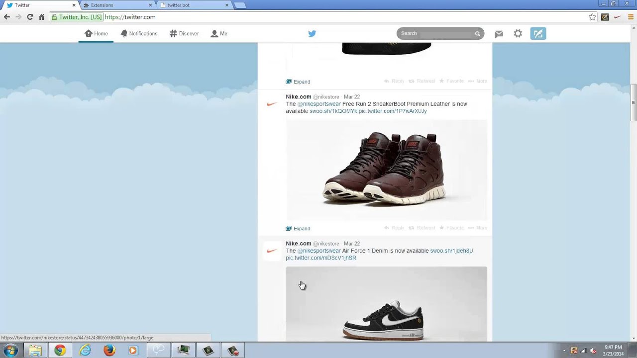 nike store twitter page