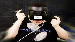 overweight man plays vr horror games screenshot 5