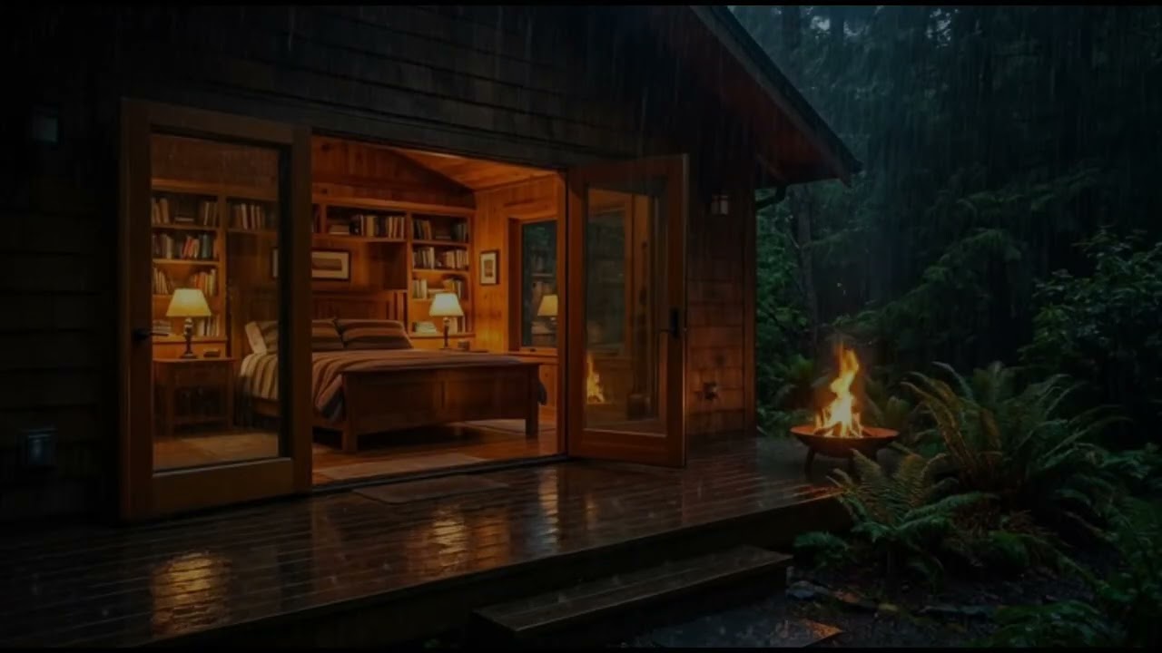 Rain Sounds on a Remote Log Cabin in the Woods 🌲 Peaceful Night for Better Sleep