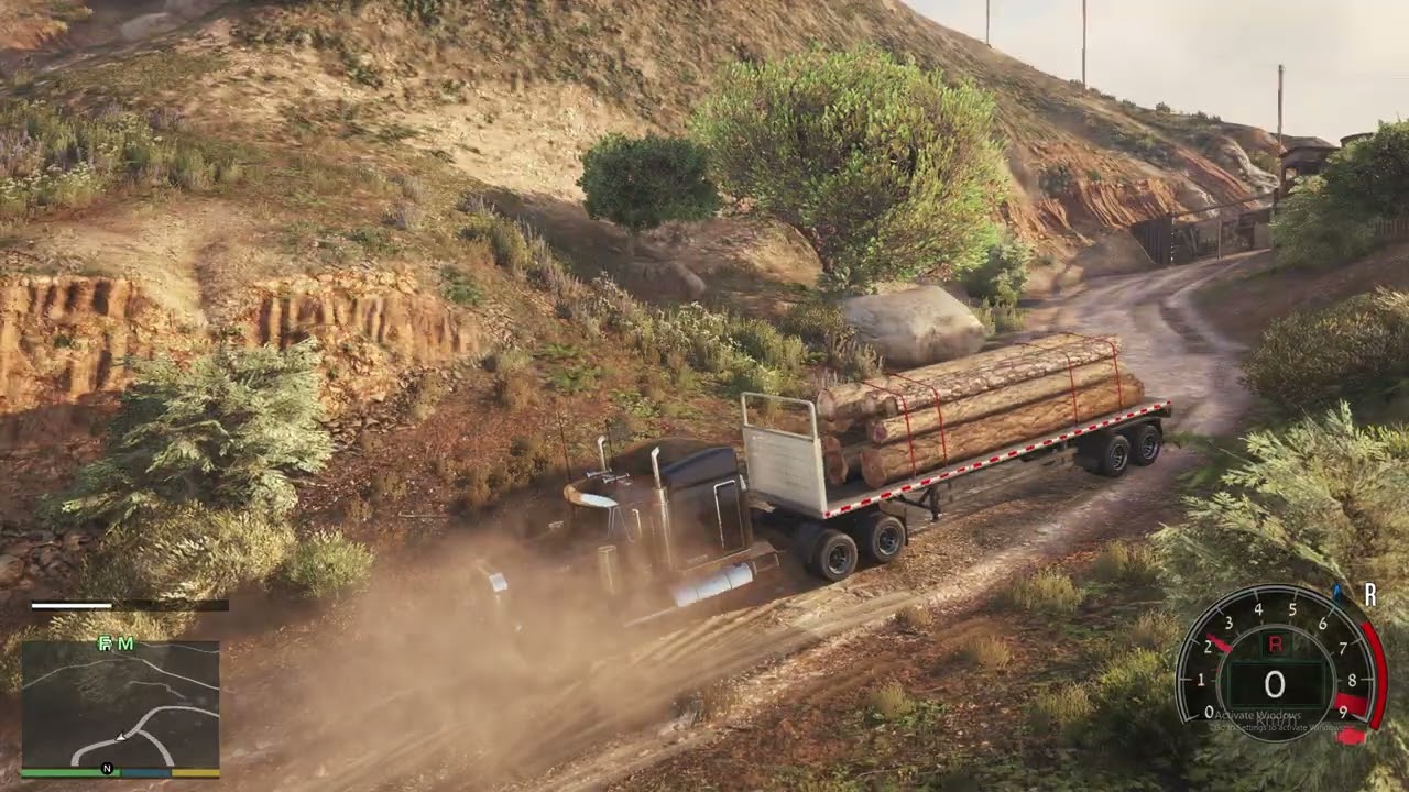 GTA 5 Wood Loaded Truck Off Road Driving 4k Ultra Realistic Graphics Gameplay 
