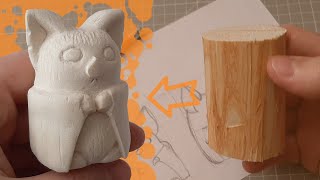 Wood carving bat figurine / Резьба по дереву фигурка летучей мыши