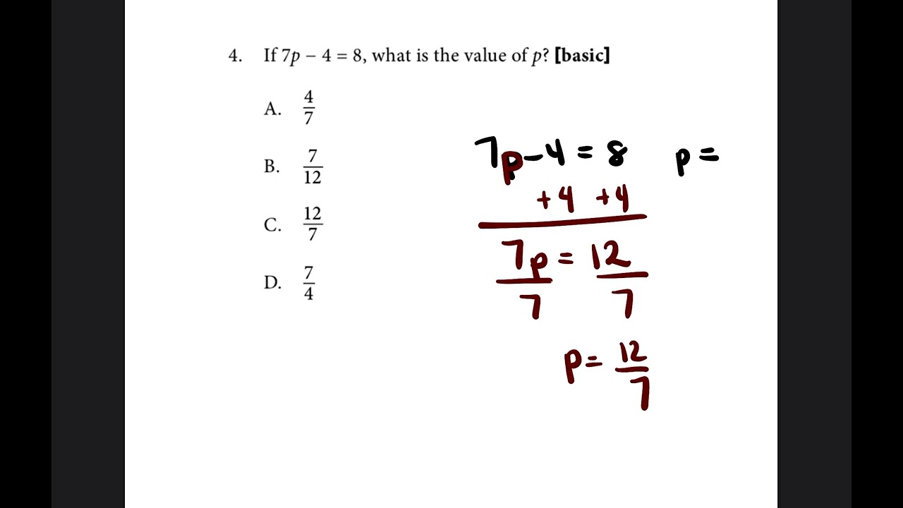 TSI MATH TEST PREP If 7P 4 8 What Is The Value Of P Basic TSI MATH TEST PREP If 7P 4 8 What Is The Value Of P Basic