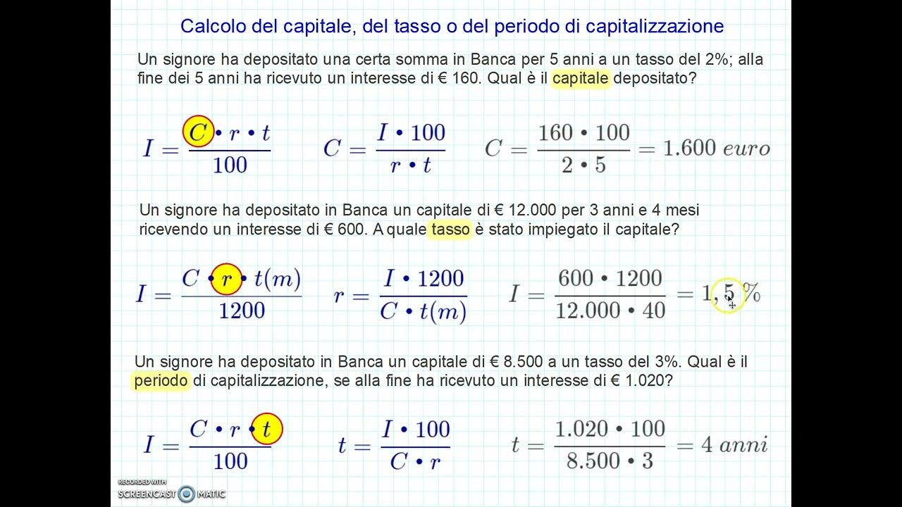 Struttura A Termine Dei Tassi Di Interesse Calcolo del capitale, del tasso o del periodo di capitalizzazione - YouTube