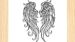 How to Draw Angel Wings Step by Step | Easy Wings Drawing for Beginners