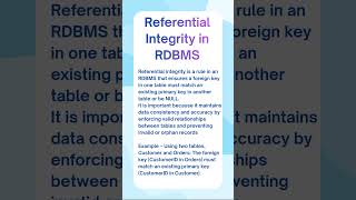 Referential Integrity in RDBMS | Referential Integrity #shorts #rdbms #sqlserver