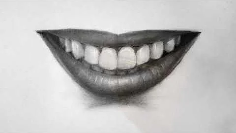 HOW TO DRAW SMILING LIPS WITH TEETH