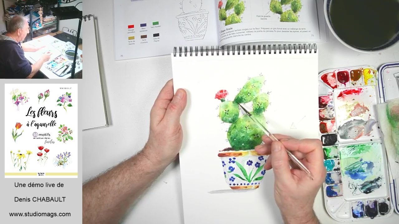 Démo - cactus à l'aquarelle