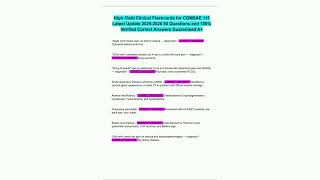 High Yield Clinical Flashcards for COMSAE 115 Latest Update 2025 2026 50 Questions and 100% Verified