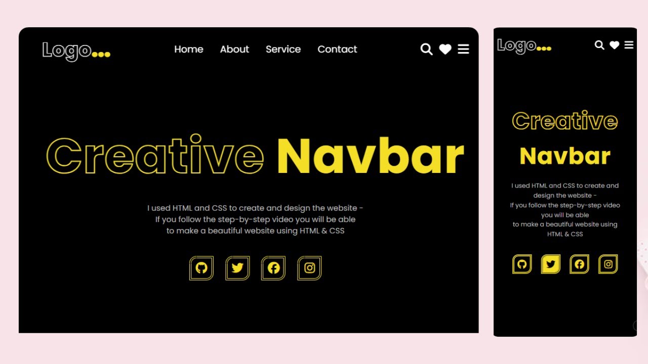 Responsive Navbar using HTML and CSS Free source code - YouTube