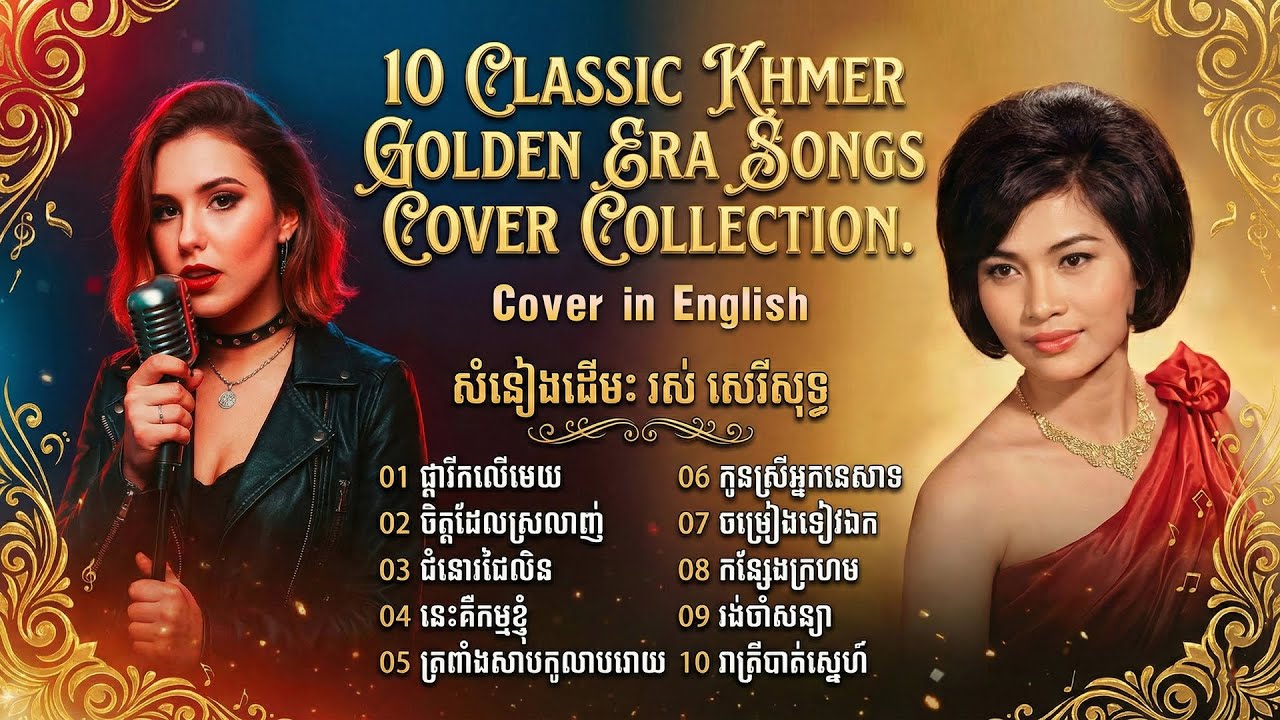 Ros Sereysothea Songs in English | 10 Classic Khmer Golden Era Songs Cover Collection