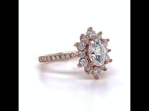 Oval Moissanite Cathedral Moissanite Halo Engagement Ring ring video