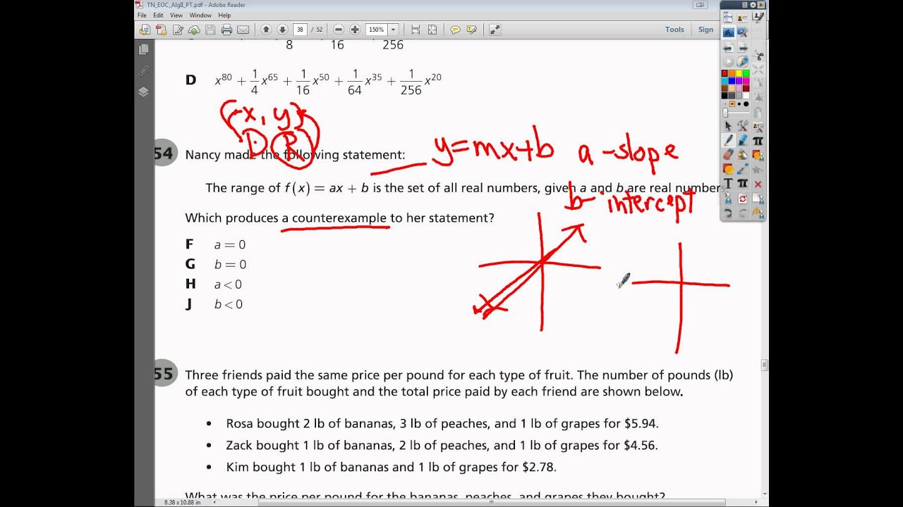 Question 54 Tennessee Algebra 2 EOC Practice Test YouTube