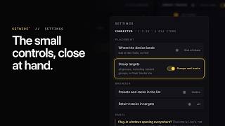 Settings and the setup guide | SETWIDE