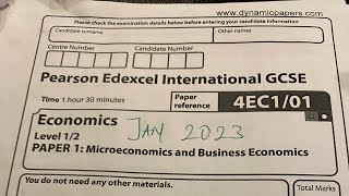 Economics IGCSE Past Paper 4EC1/01 (Jan 2023)