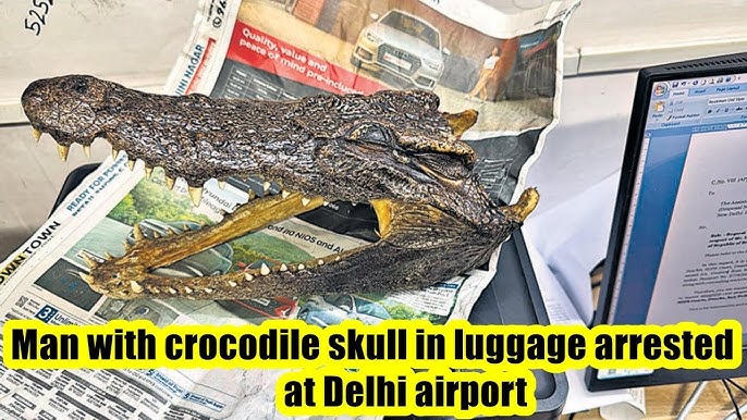 Man with crocodile skull in luggage arrested at Delhi airport