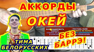 ОКЕЙ Аккорды 🎸 ТИМА БЕЛОРУССКИХ ♪ Разбор песни на гитаре без баррэ ♫ Гитарный Бой для начинающих