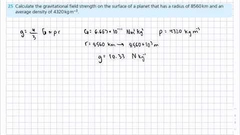 Calculating the gravitational field strength on the surface of a planet (Topic 6.2)