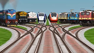 8 Indian Trains Crossing By 3D Gradient Railroad Tracks || Train Horn || train simulator classic